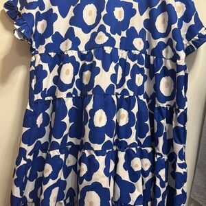 Floral Blue and White Womens mini Dress